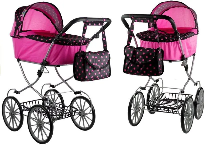 Carucior pentru papusa Alice Retro Dolls Buggy XL (Pink/Black) - 10