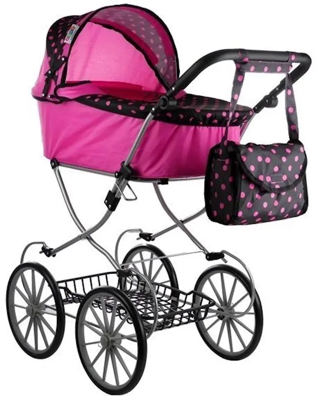 Carucior pentru papusa Alice Retro Dolls Buggy XL (Pink/Black)