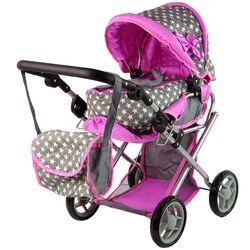 Carucior pentru papusa Alice Stars 14954 (Pink/Gray)