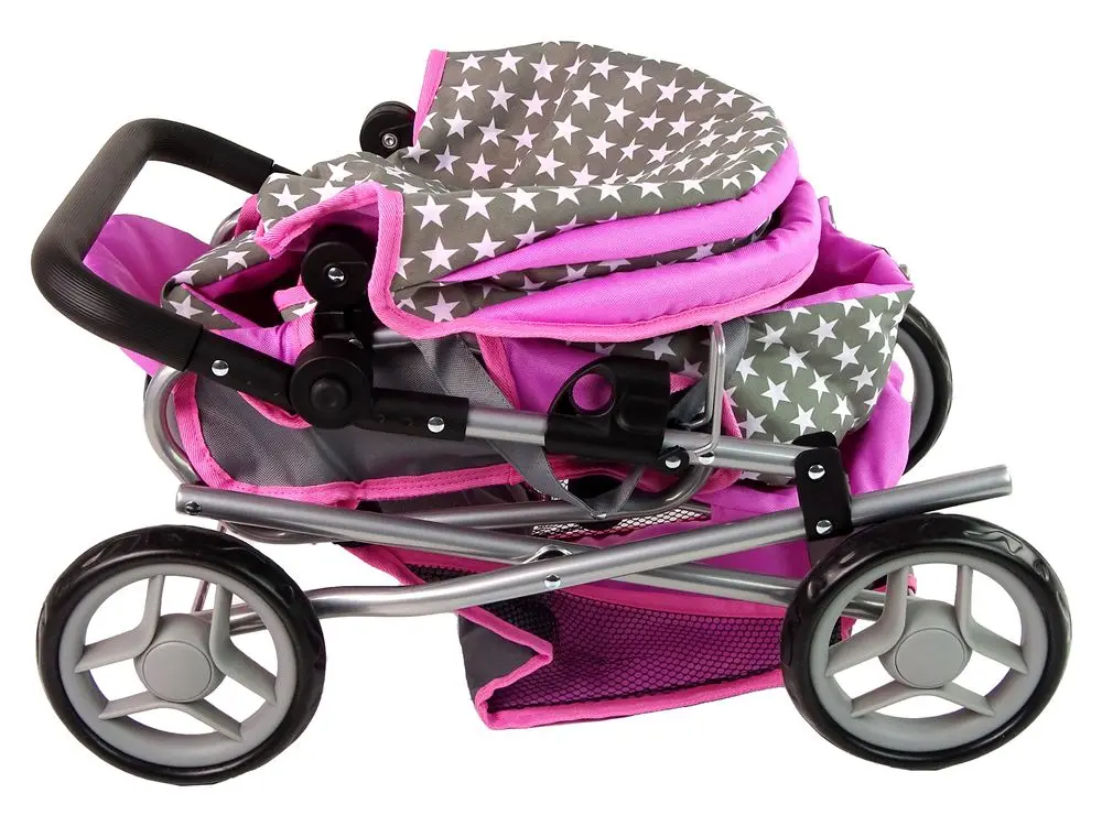Carucior pentru papusa Alice Stars 14954 (Pink/Gray) - 6