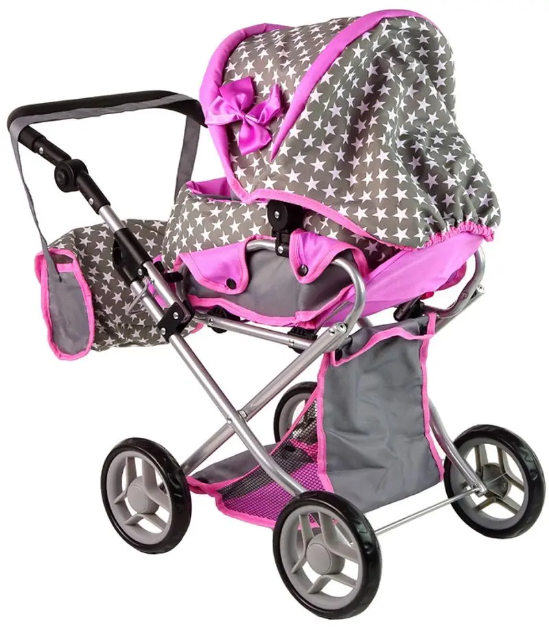 Carucior pentru papusa Alice Stars 14954 (Pink/Gray) - 7
