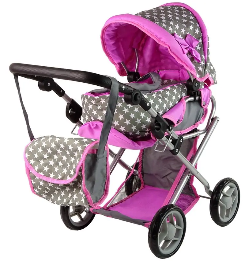 Carucior pentru papusa Alice Stars 14954 (Pink/Gray)