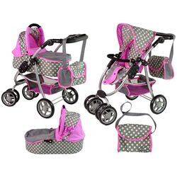 Carucior pentru papusa Alice Stars 14955 (Pink/Gray) Thumb