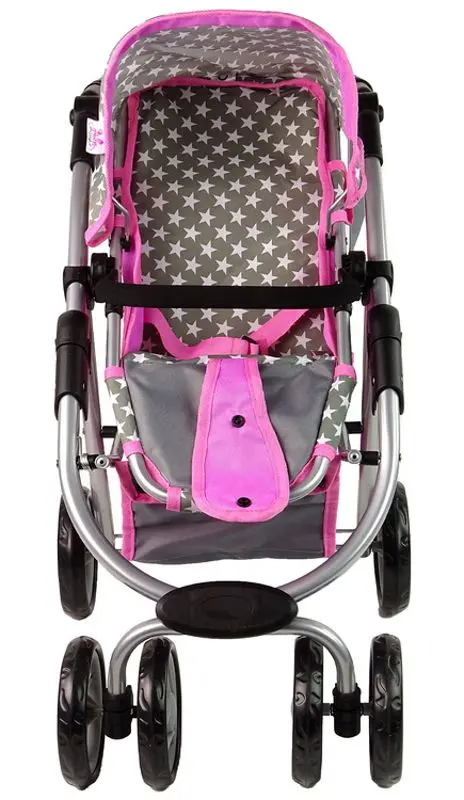 Carucior pentru papusa Alice Stars 14955 (Pink/Gray) - 5