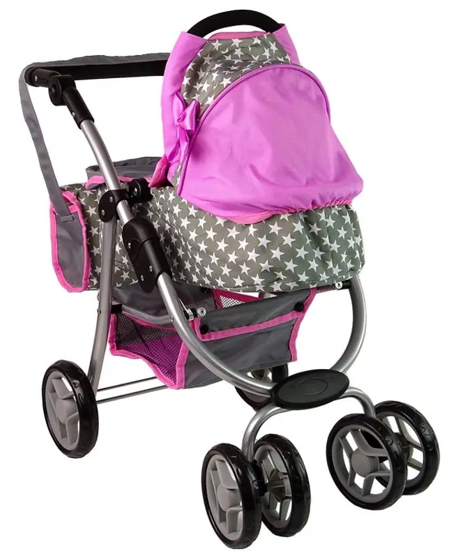 Carucior pentru papusa Alice Stars 14955 (Pink/Gray) - 10