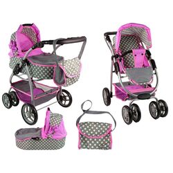Коляска для куклы Alice Stars 14956 (Pink/Gray) Thumb