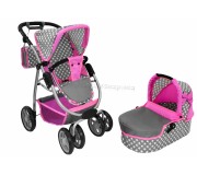 Carucior pentru papusa Alice Stars 14956 (Pink/Gray)