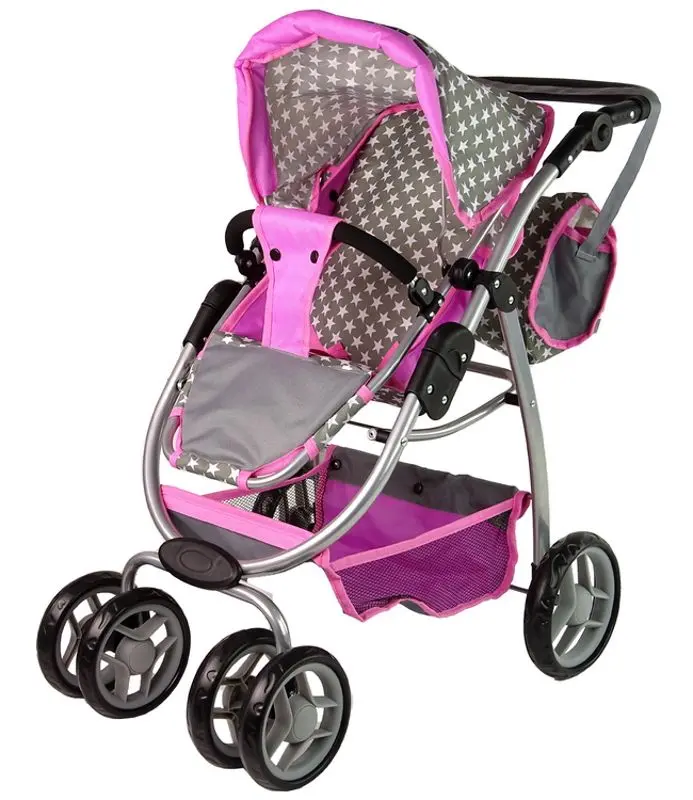 Коляска для куклы Alice Stars 14956 (Pink/Gray) - 4