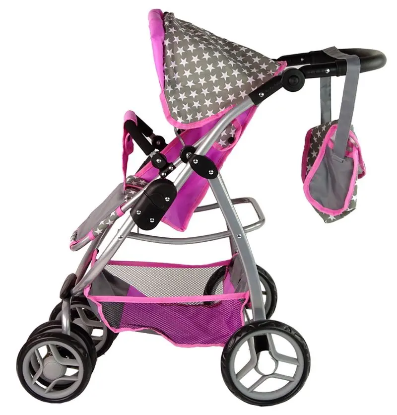 Коляска для куклы Alice Stars 14956 (Pink/Gray) - 5