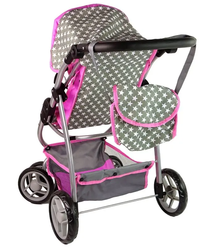 Коляска для куклы Alice Stars 14956 (Pink/Gray) - 6