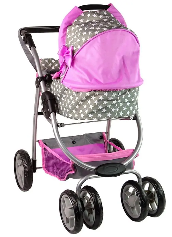 Коляска для куклы Alice Stars 14956 (Pink/Gray) - 7