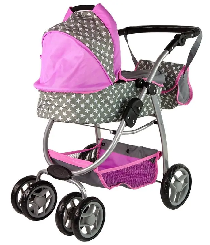 Коляска для куклы Alice Stars 14956 (Pink/Gray) - 8