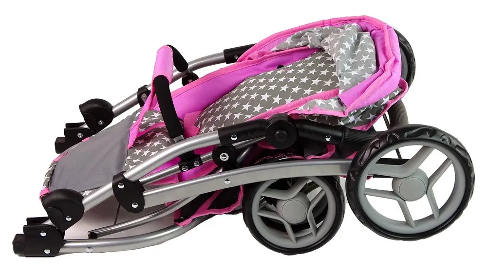 Коляска для куклы Alice Stars 14956 (Pink/Gray) - 9