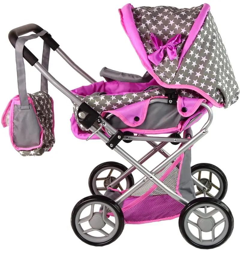 Коляска для куклы Alice Stars 14957 (Pink/Gray) - 3