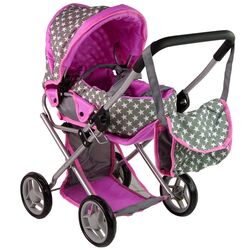 Carucior pentru papusa Alice Stars 14957 (Pink/Gray)