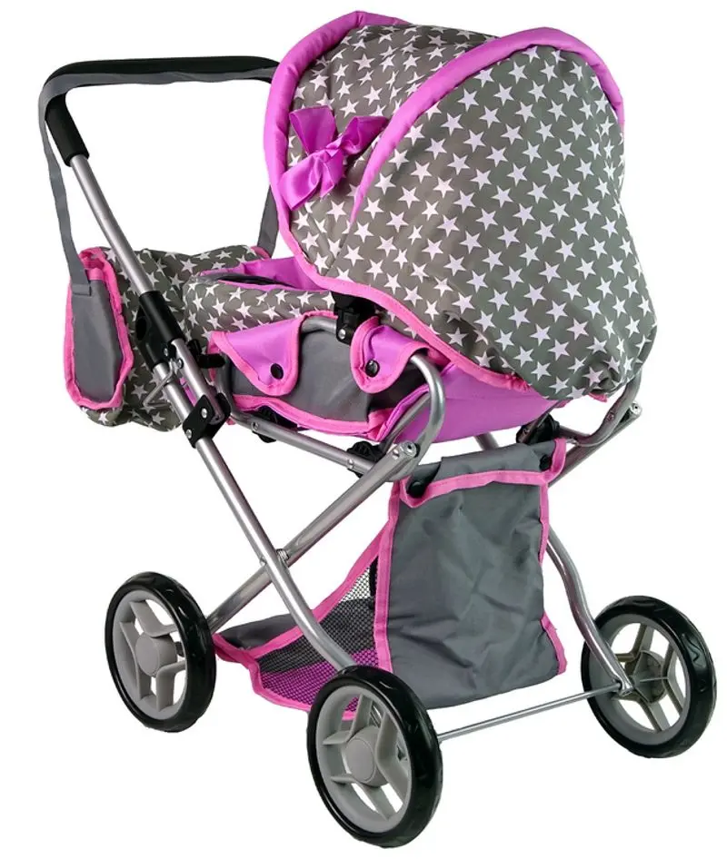 Коляска для куклы Alice Stars 14957 (Pink/Gray) - 4