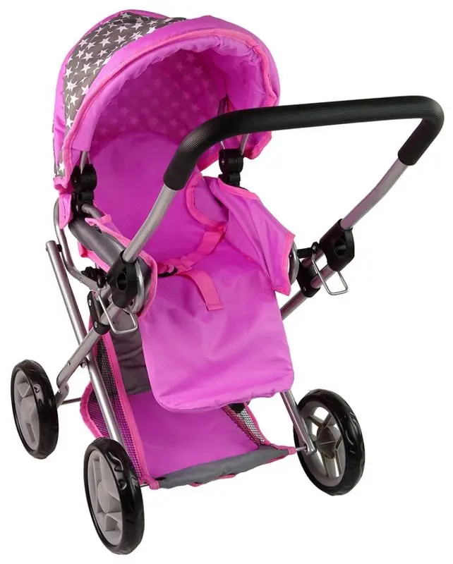 Коляска для куклы Alice Stars 14957 (Pink/Gray) - 7