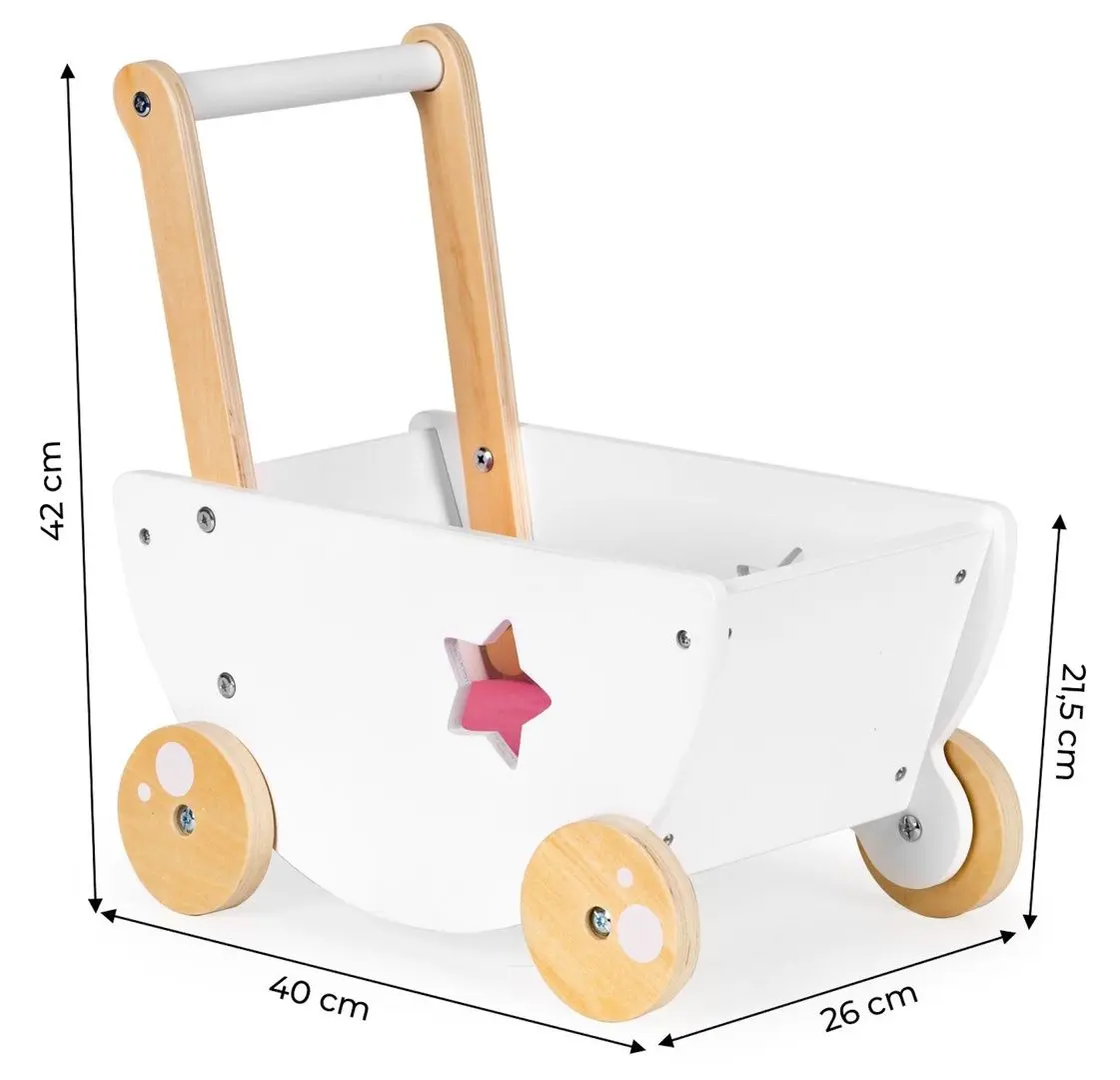 Коляска для куклы Ecotoys 2150N (Wood/White)