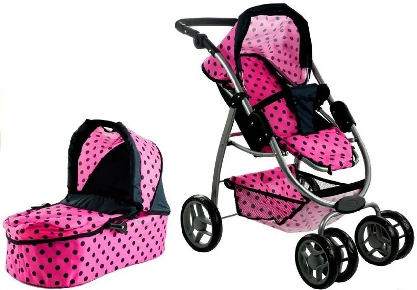 Коляска для куклы 2в1 LeanToys 3812 (Pink/Black) - 7