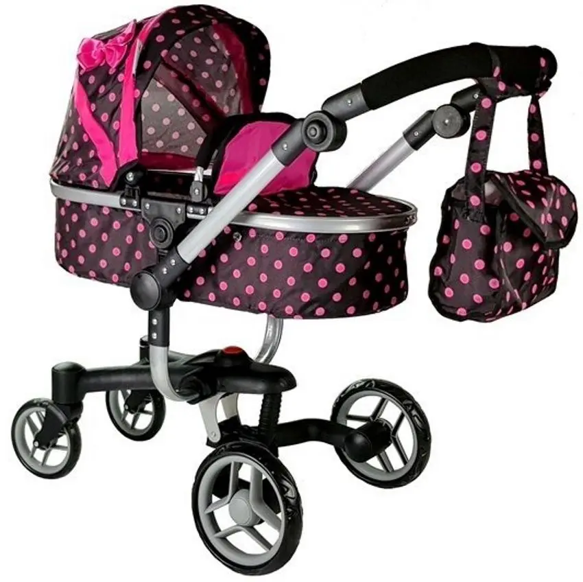 Carucior pentru papusa LeanToys 5245 (Black/Pink) - 2
