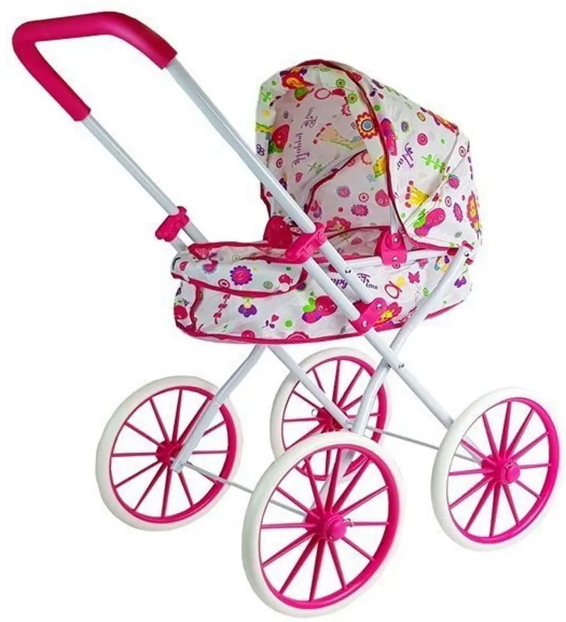 Carucior pentru papusa LeanToys 6883 (Pink/White) - 2