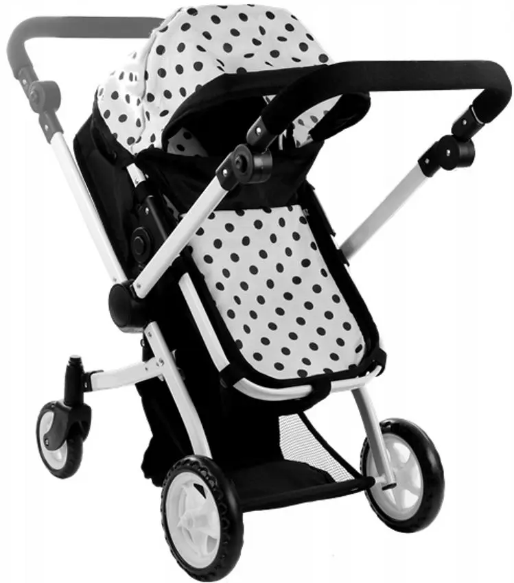Carucior pentru papusa LeanToys Alice 3816 (Black/White) - 2