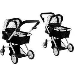 Carucior pentru papusa LeanToys Alice 3816 (Black/White) Thumb