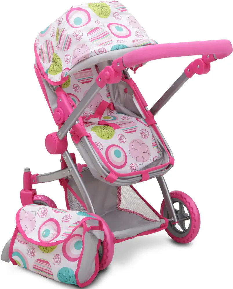 Carucior pentru papusa Moni Pink Rose 9651B (Pink/Gray) - 2