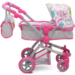 Carucior pentru papusa Moni Pink Rose 9651B (Pink/Gray) Thumb
