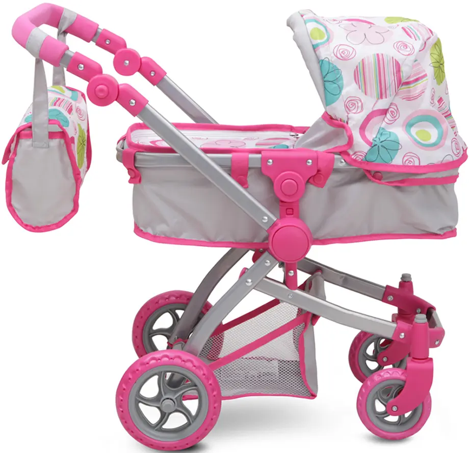 Carucior pentru papusa Moni Pink Rose 9651B (Pink/Gray) - 3