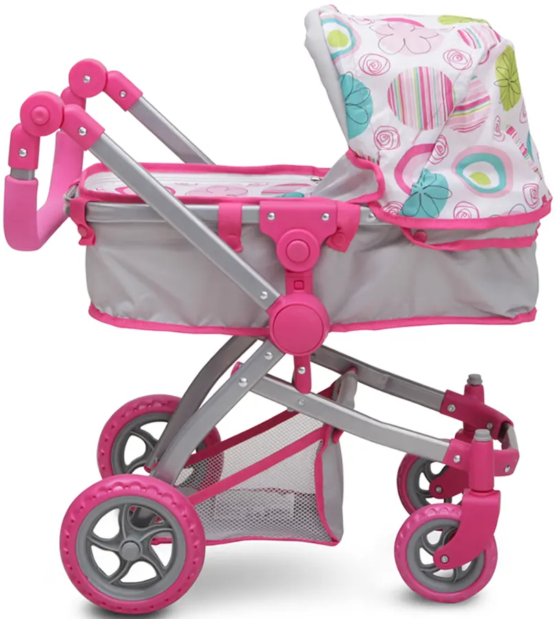 Carucior pentru papusa Moni Pink Rose 9651B (Pink/Gray) - 6