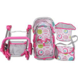 Carucior pentru papusa Moni Pink Rose 9651B (Pink/Gray) Thumb