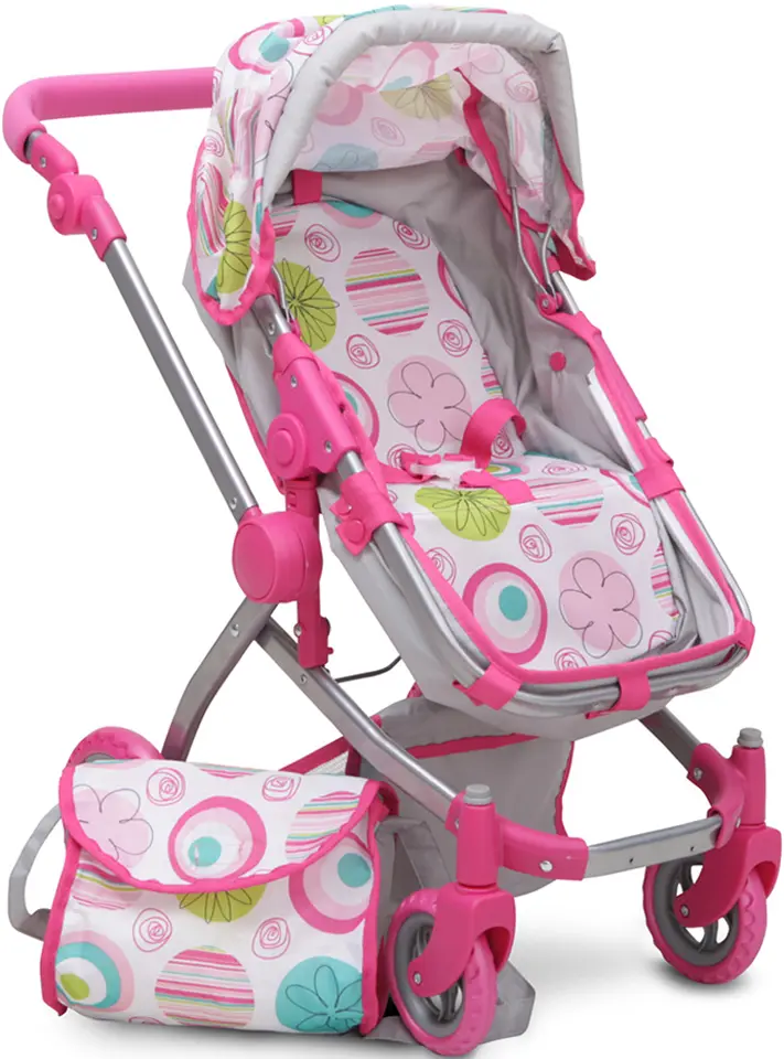 Carucior pentru papusa Moni Pink Rose 9651B (Pink/Gray)