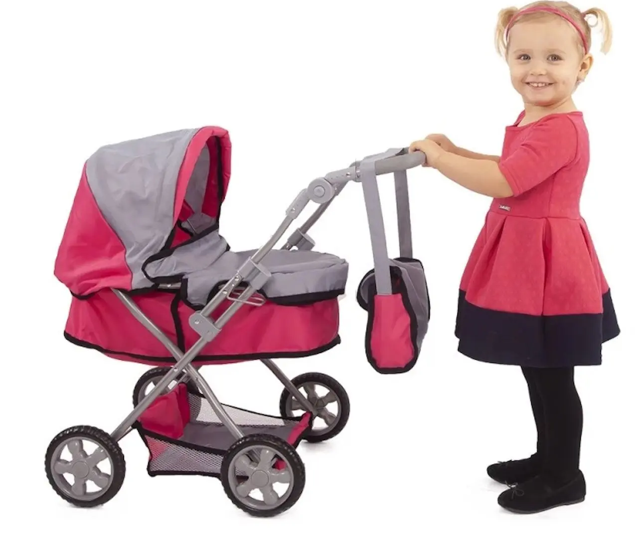 Carucior pentru papusi Procart 621987 (Pink/Grey) - 7