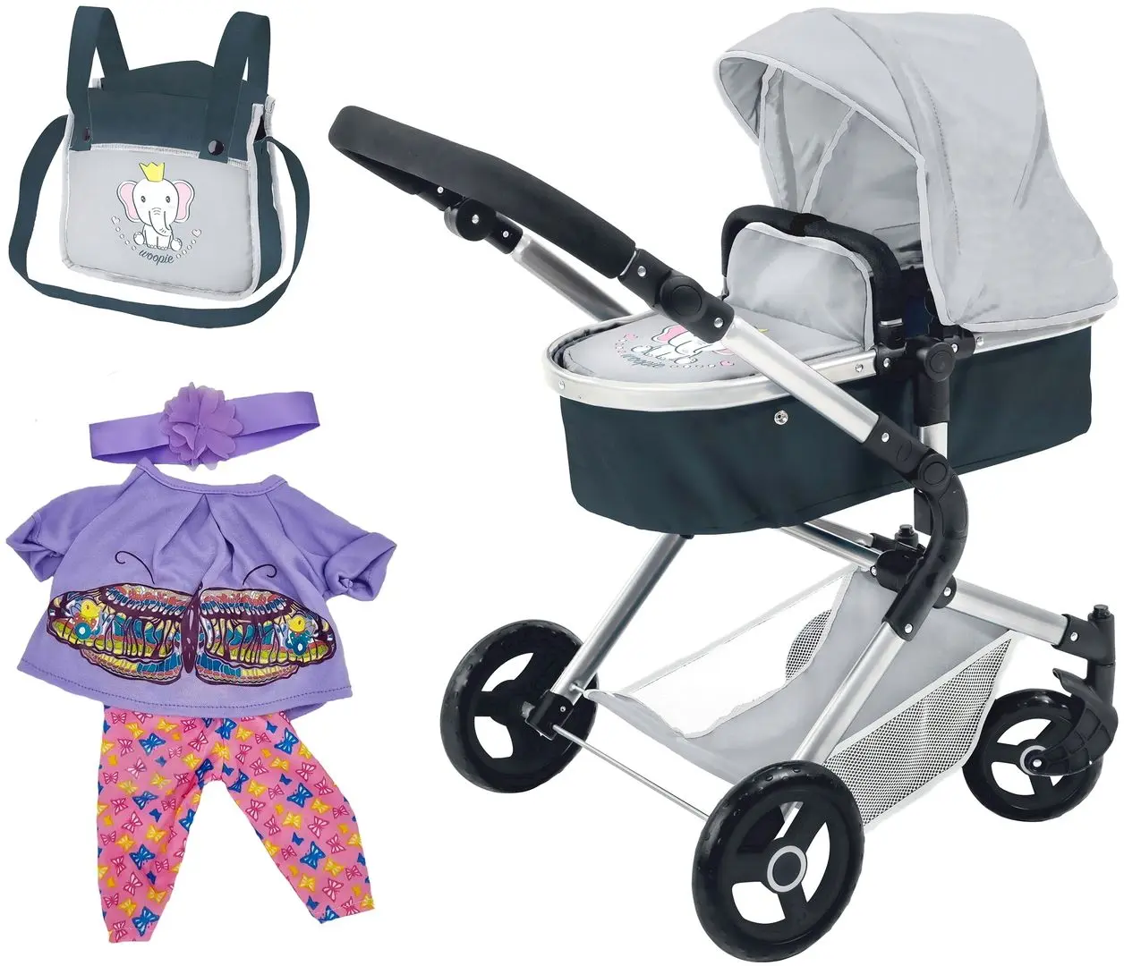 Коляска для куклы Woopie Royal 00409 (Blue/Grey)