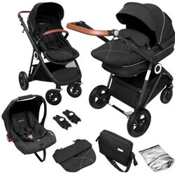 Коляска модульная 3в1 BabyGo Halime Air (Black/Anthracite) Thumb