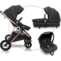 Коляска модульная 3в1 BabyGo Halime Air (Black/Anthracite) Thumb