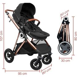 Carucior modular 3in1 BabyGo Halime Air (Gold/Anthracite) Thumb