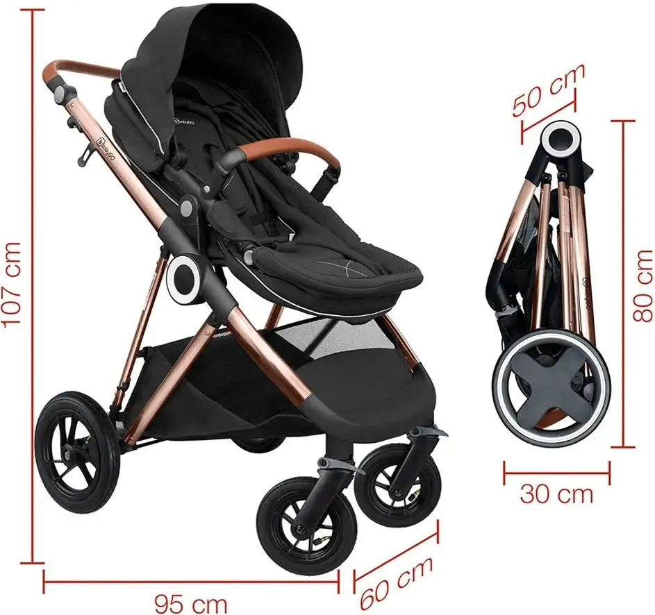 Carucior modular 3in1 BabyGo Halime Air (Gold/Anthracite)