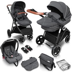 Carucior modular 3in1 BabyGo Halime (Grey/Black) Thumb