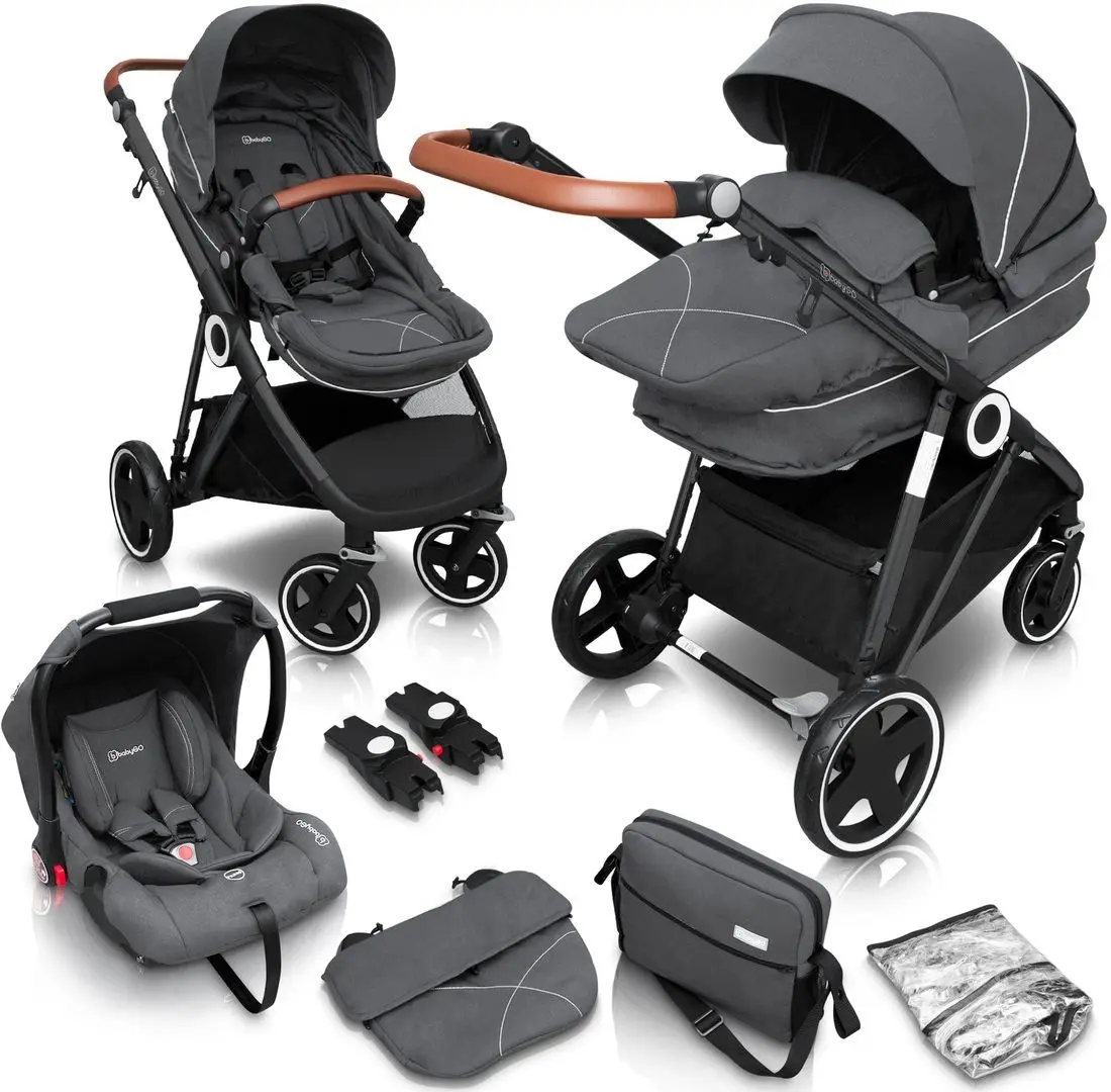 Carucior modular 3in1 BabyGo Halime (Grey/Black)