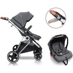Carucior modular 3in1 BabyGo Halime (Grey/Silver) Thumb