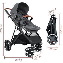 Carucior modular 3in1 BabyGo Halime (Grey/Silver) Thumb
