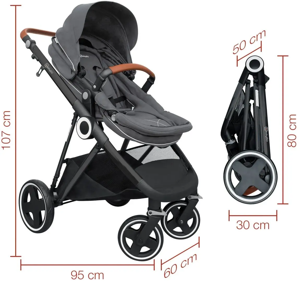 Carucior modular 3in1 BabyGo Halime (Grey/Silver)