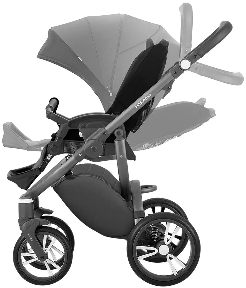 Carucior modular 2in1 Bebetto Holland w08 Graphite Frame (Grey) - 7