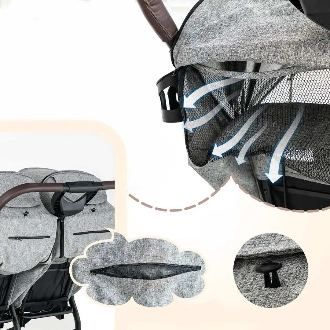 Carucior pentru gemeni Costway BC10048DE-GR (Gray)