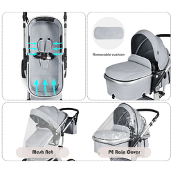 Коляска модульная 2в1 Costway BC10054GR (Gray) Thumb