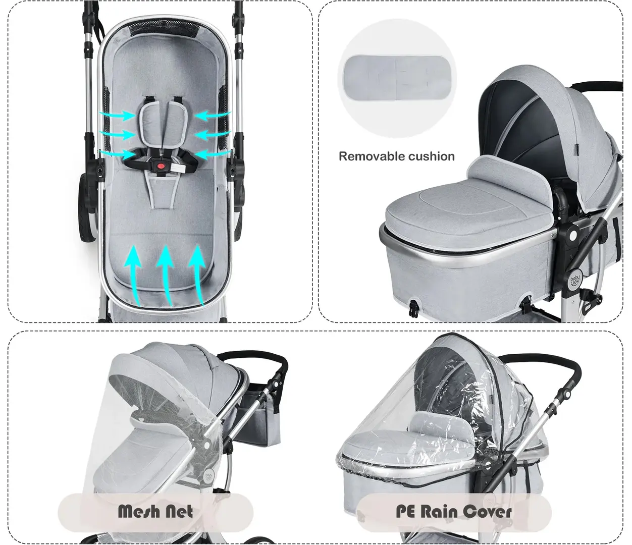 Коляска модульная 2в1 Costway BC10054GR (Gray)