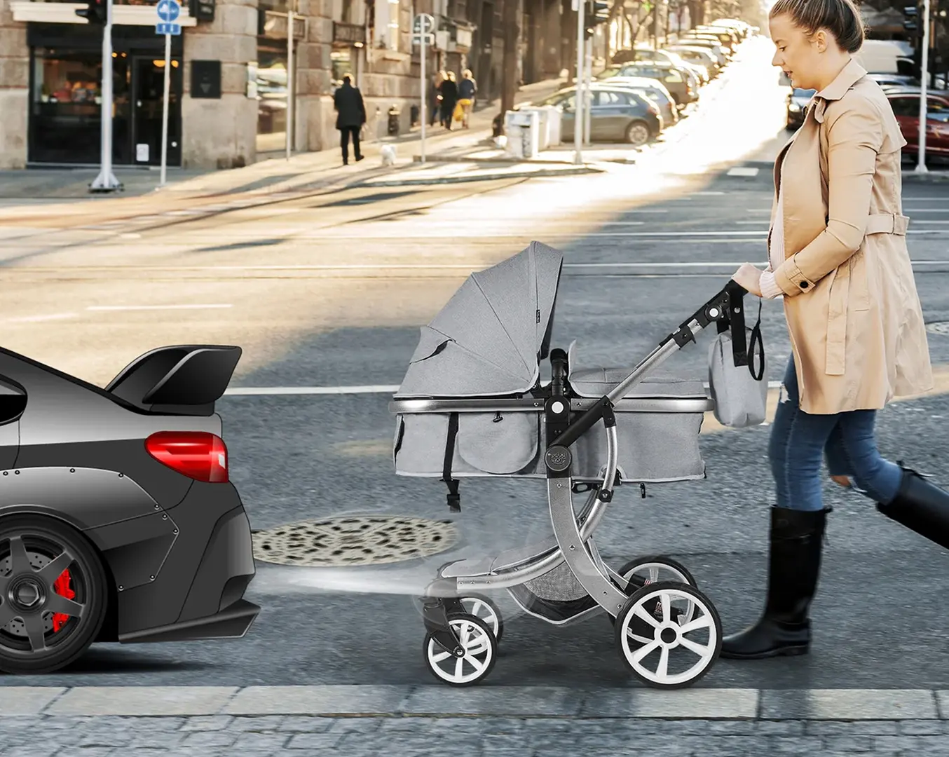 Коляска модульная 2в1 Costway BC10054GR (Gray)