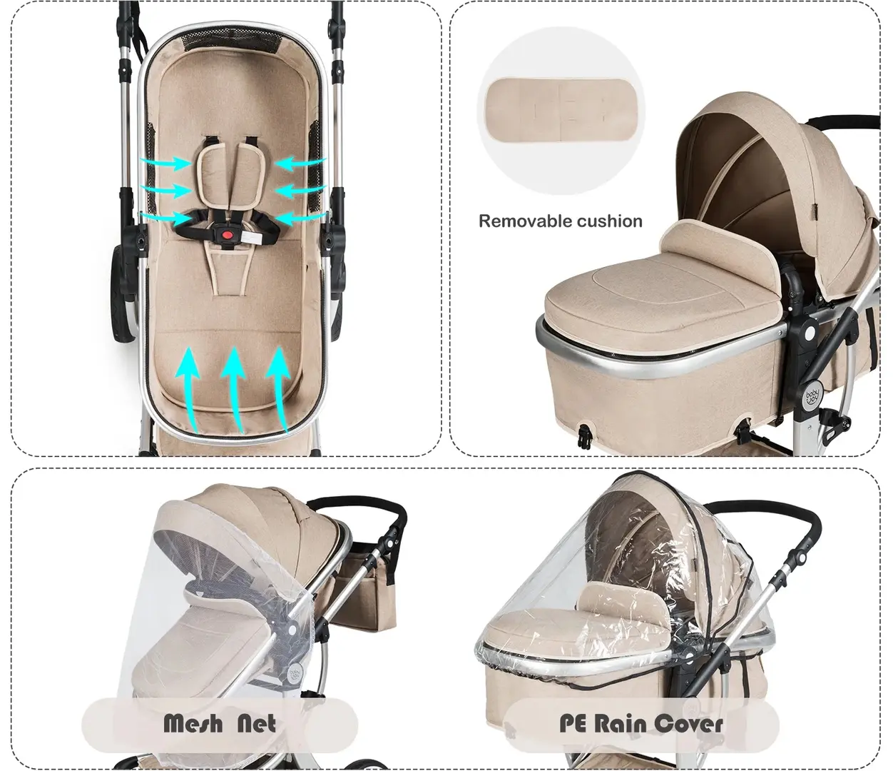 Carucior modular 2in1 Costway BC10054SA (Beige)